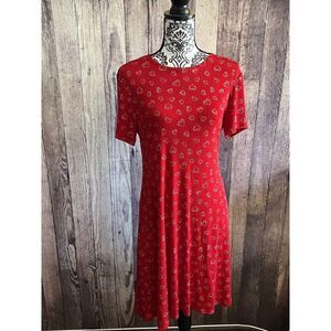 Vintage 1990's Glitter Heart Print Swingy Dress Heart Design Size 6 Molly Malloy